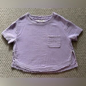 We The Free: Bold Lilac Gauzy Cotton S/S Top